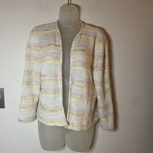 Vintage 70’s Women’s Cardigan Sweater Spring Striped Pastel Size M READ
